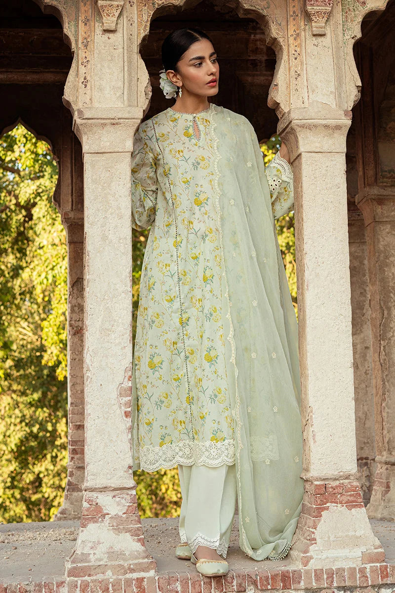 Embroided Lime Yellow Lawn Suit