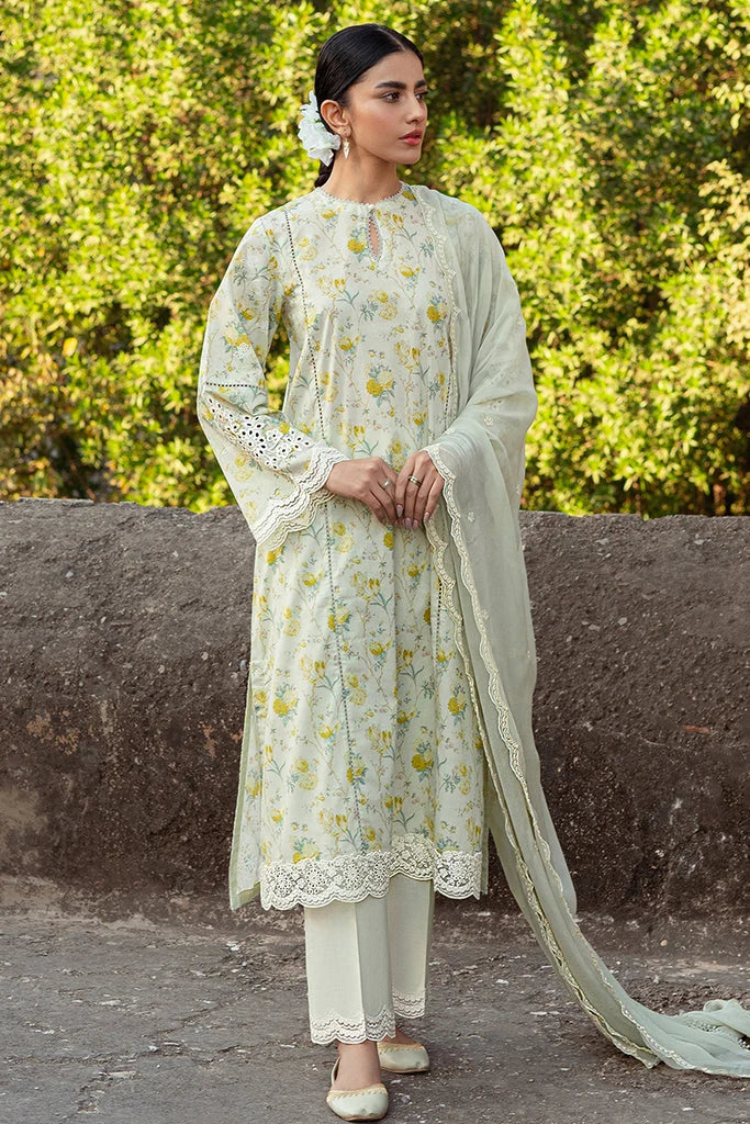 Embroided Lime Yellow Lawn Suit